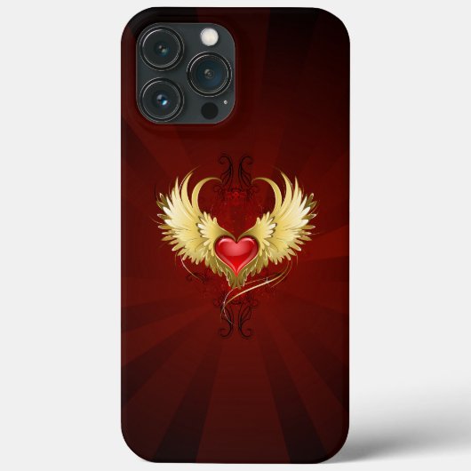 Rotes Herz mit goldenen Flügeln Case-Mate iPhone Hülle (Rückseite)