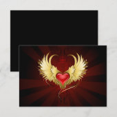 Rotes Herz mit goldenen Flügeln Dankeskarte (Vorne/Hinten)