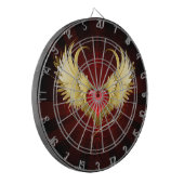 Rotes Herz mit goldenen Flügeln Dartscheibe (Vorderseite Links)