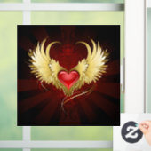 Rotes Herz mit goldenen Flügeln Fensteraufkleber (Zuhause)