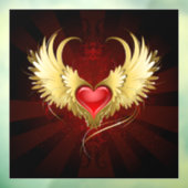 Rotes Herz mit goldenen Flügeln Fensteraufkleber (Blatt 3)