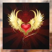 Rotes Herz mit goldenen Flügeln Fensteraufkleber (Blatt 2)