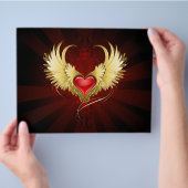 Rotes Herz mit goldenen Flügeln Flyer (Hand)