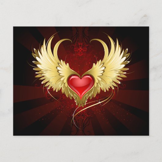 Rotes Herz mit goldenen Flügeln Flyer (Vorne)