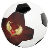 Rotes Herz mit goldenen Flügeln Fußball (Dreiviertel)