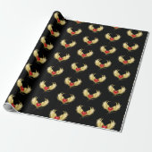 Rotes Herz mit goldenen Flügeln Geschenkpapier (Ungerollt)