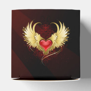 Rotes Herz mit goldenen Flügeln Geschenkschachtel