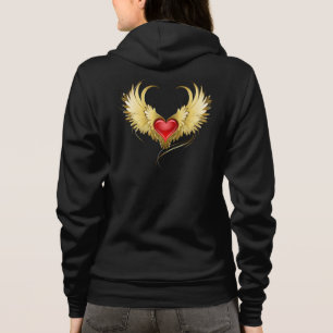 Rotes Herz mit goldenen Flügeln Hoodie