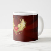 Rotes Herz mit goldenen Flügeln Jumbo-Tasse (Vorderseite Rechts)