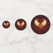 Rotes Herz mit goldenen Flügeln Konfetti (Rückseiten)