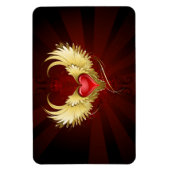Rotes Herz mit goldenen Flügeln Magnet (Vertikal)