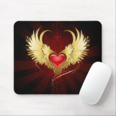 Rotes Herz mit goldenen Flügeln Mousepad (Mit Mouse)