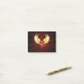 Rotes Herz mit goldenen Flügeln Post-it Klebezettel (Auf Schreibtisch)