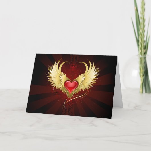 Rotes Herz mit goldenen Flügeln Programm (Vorderseite)