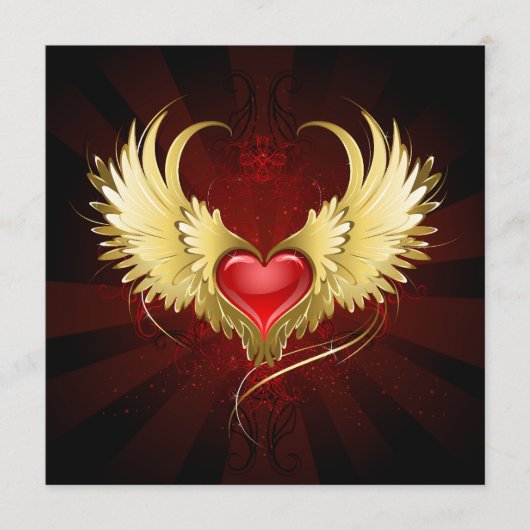 Rotes Herz mit goldenen Flügeln Programm (Vorderseite)
