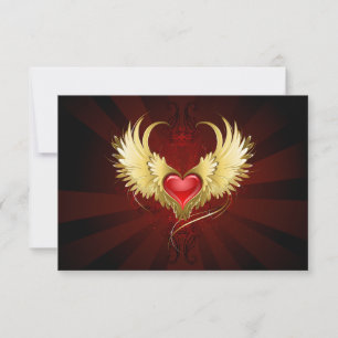 Rotes Herz mit goldenen Flügeln Save The Date