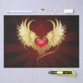 Rotes Herz mit goldenen Flügeln Seidenpapier (Handwerk)