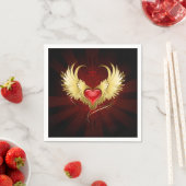 Rotes Herz mit goldenen Flügeln Serviette (Beispiel)