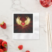 Rotes Herz mit goldenen Flügeln Serviette (Beispiel)