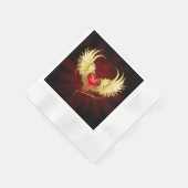 Rotes Herz mit goldenen Flügeln Serviette (Ecke)