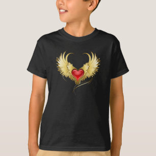 Rotes Herz mit goldenen Flügeln T-Shirt