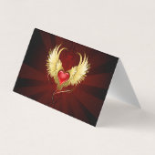 Rotes Herz mit goldenen Flügeln Visitenkarten (Rückseite)