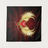 Rotes Herz mit goldenen Flügeln Wandteppich (Vorderseite (Horizontal))