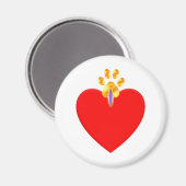 Rotes Herz mit goldener Pfote Magnet (Vorderseite/Rückseite)