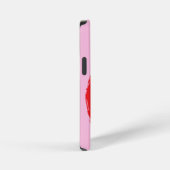 Rotes Herz mit je t’aime-Text auf rosa Hintergrund iPhone Hülle (Rechte Seite)