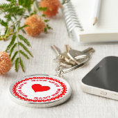 Rotes Herz mit Liebe, benutzerdefinierter Tastenri Schlüsselanhänger (Seite)