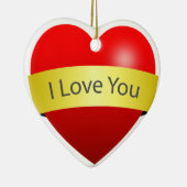 Rotes Herz mit Liebe, die Sie unterschreiben Keramikornament (Rechts)