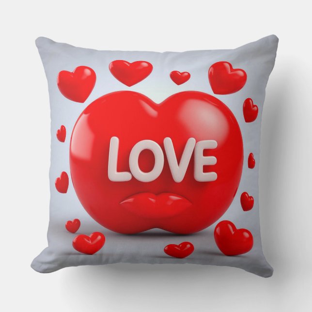 Rotes Herz mit Liebe Kissen (Vorderseite)
