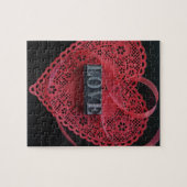 Rotes Herz mit Liebe Puzzle (Horizontal)