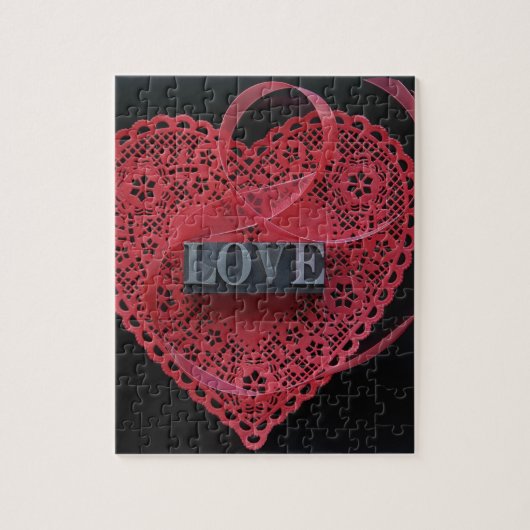 Rotes Herz mit Liebe Puzzle (Vertikal)