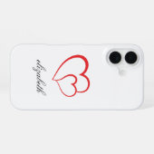 rotes Herz mit personalisiertem Hintergrund iPhone 16 Hülle (Rückseite (Horizontal))