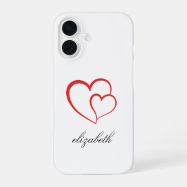 rotes Herz mit personalisiertem Hintergrund  iPhone 16 Hülle