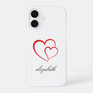 rotes Herz mit personalisiertem Hintergrund iPhone 16 Hülle