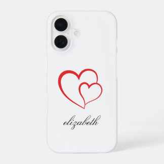 rotes Herz mit personalisiertem Hintergrund iPhone 16 Hülle