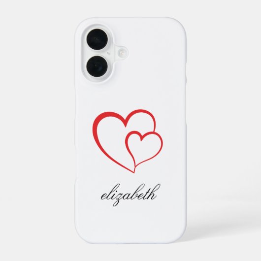 rotes Herz mit personalisiertem Hintergrund iPhone 16 Hülle (Rückseite)