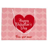 Rotes Herz mit rosa Namen Große Geschenktüte (Rückseite)