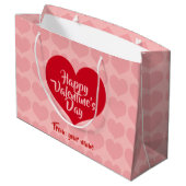 Rotes Herz mit rosa Namen Große Geschenktüte (Rückseite Schrägansicht)
