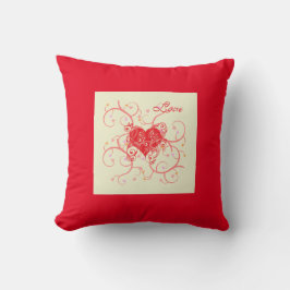 Rotes Herz mit rotem Hintergrund Pillow Kissen