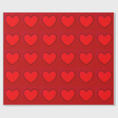 Rotes Herz mit Schwarzer Schatten-Kontur Geschenkpapier (Flach)