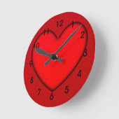 Rotes Herz mit Schwarzer Schatten-Kontur Runde Wanduhr (Winkel)
