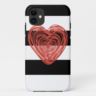 Rotes Herz mit Schwarzweiss-Streifen Case-Mate iPhone Hülle
