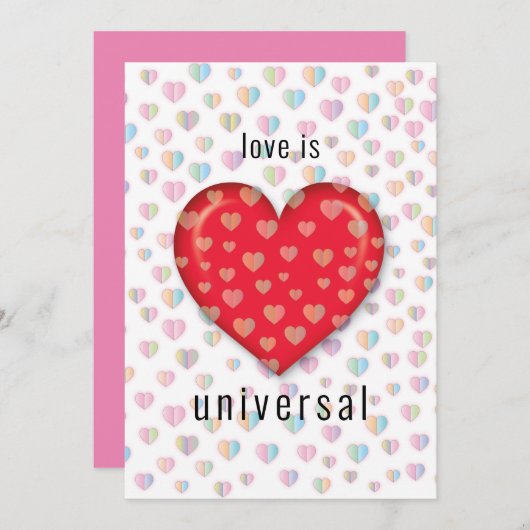 rotes Herz mit Speckmustern Einladung (Vorne/Hinten)