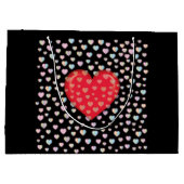 rotes Herz mit Speckmustern Große Geschenktüte (Rückseite)