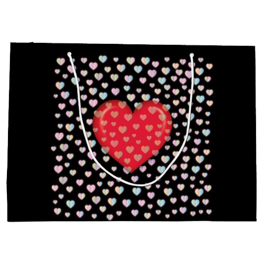 rotes Herz mit Speckmustern Große Geschenktüte (Rückseite)
