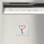 Rotes Herz mit Strichmännchen, Leben auf Alles, wa Magnet (In Situ (Geschirrspüler))