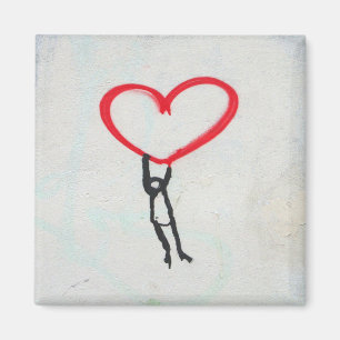 Rotes Herz mit Strichmännchen, Leben auf Alles, wa Magnet